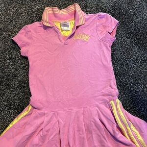 Adidas Pink and Yellow Polo Shirt Sporty Casual